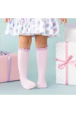 Little Stocking Co. Little Stocking- Lilac Lace Top Knee High Socks