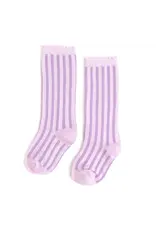 Little Stocking Co. Little Stocking- Lilac Striped Scalloped Knee High Socks