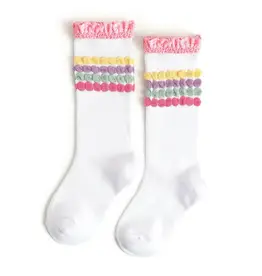 Little Stocking Co. Little Stocking- Pastel Bubble Lace Knee High Socks
