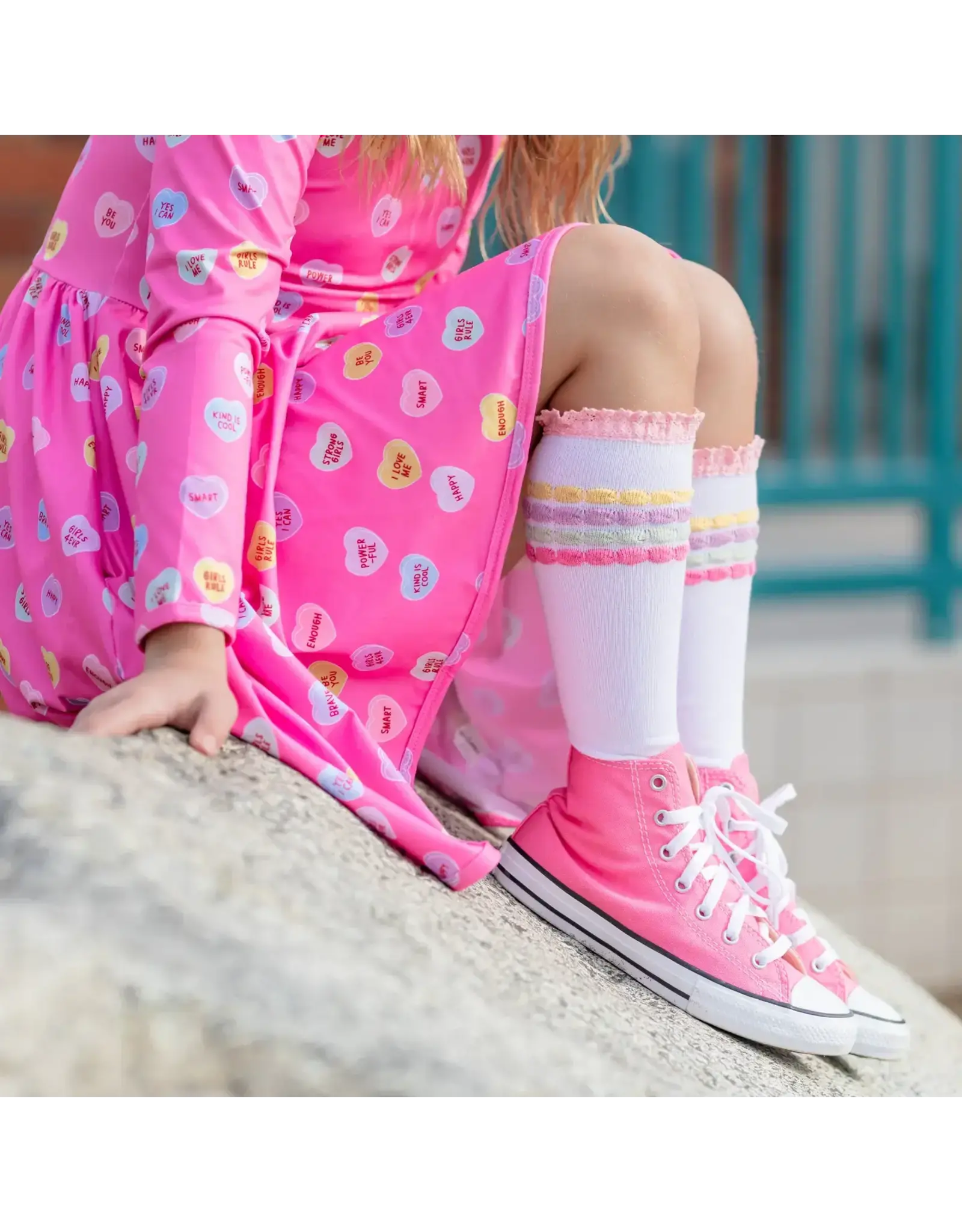 Little Stocking Co. Little Stocking- Pastel Bubble Lace Knee High Socks