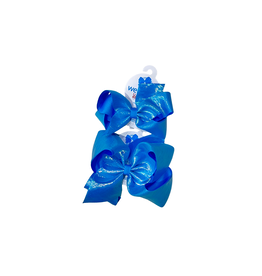Wee Ones- Island Blue Overlay Sheer Iridescent Bow