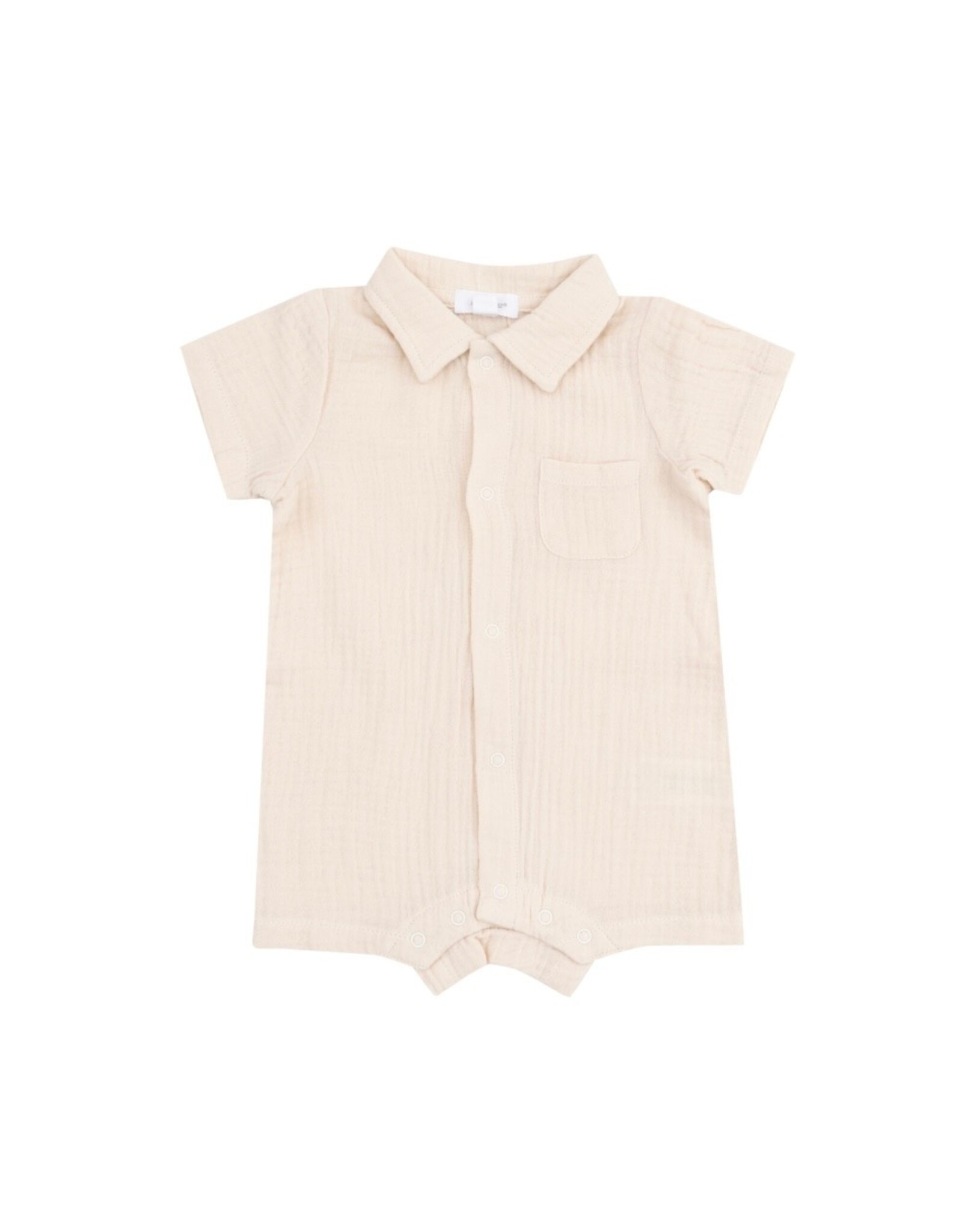Angel Dear Angel Dear- Solid Muslin White Swan Button Down Polo Shortie