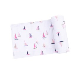 Angel Dear Angel Dear- Sailboats Pink Swaddle Blanket