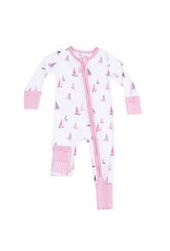 Angel Dear Angel Dear- Sailboats Pink Two-Way Zipper Romper