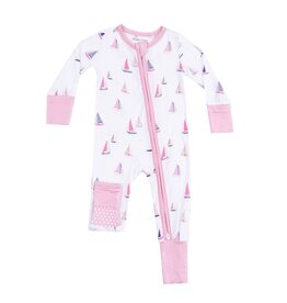 Angel Dear Angel Dear- Sailboats Pink Two-Way Zipper Romper