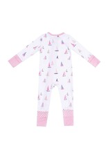 Angel Dear Angel Dear- Sailboats Pink Two-Way Zipper Romper