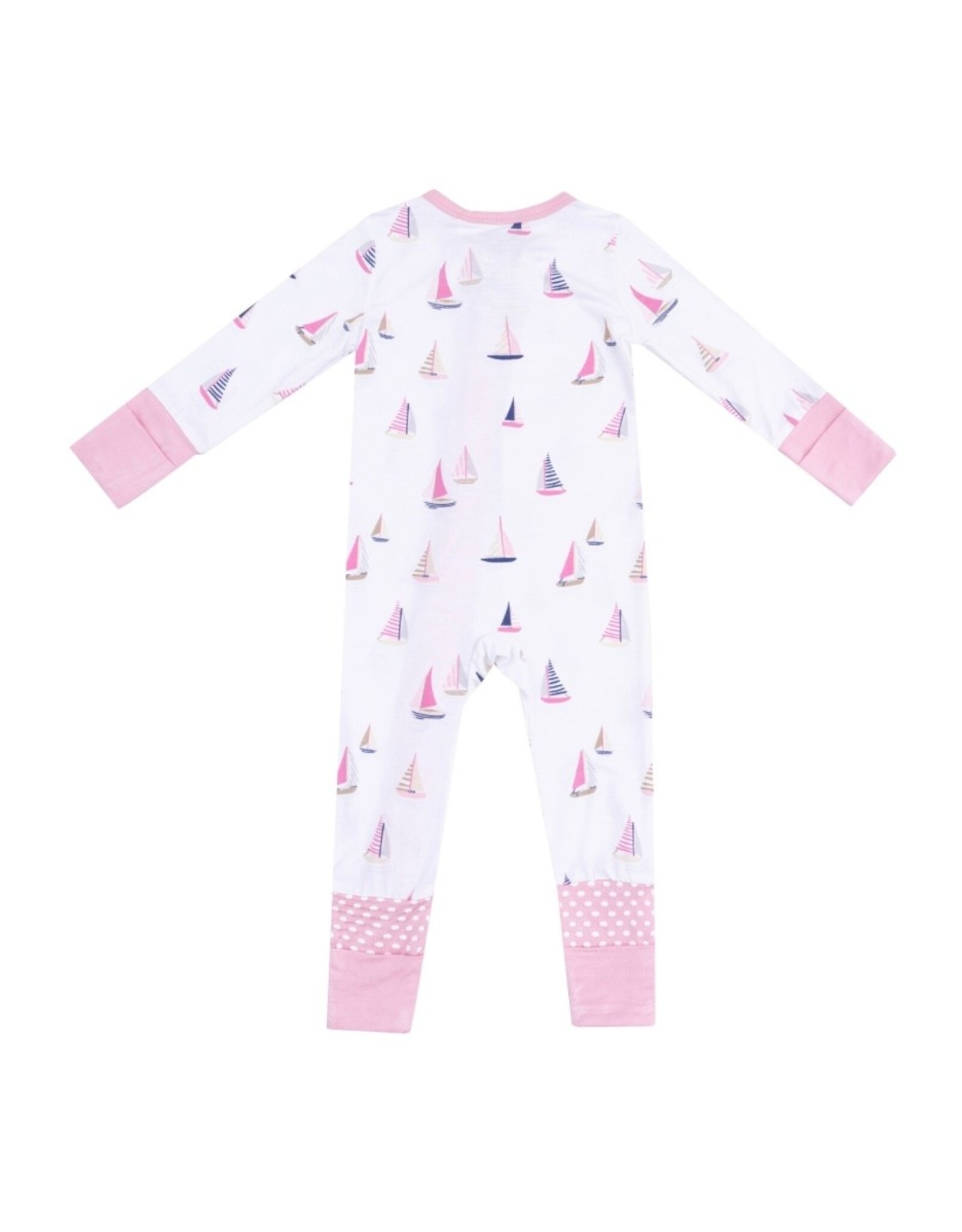 Angel Dear Angel Dear- Sailboats Pink Two-Way Zipper Romper