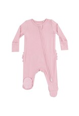 Angel Dear Angel Dear- Solid Bridal Rose Two-Way Zipper Ruffle Back Footie
