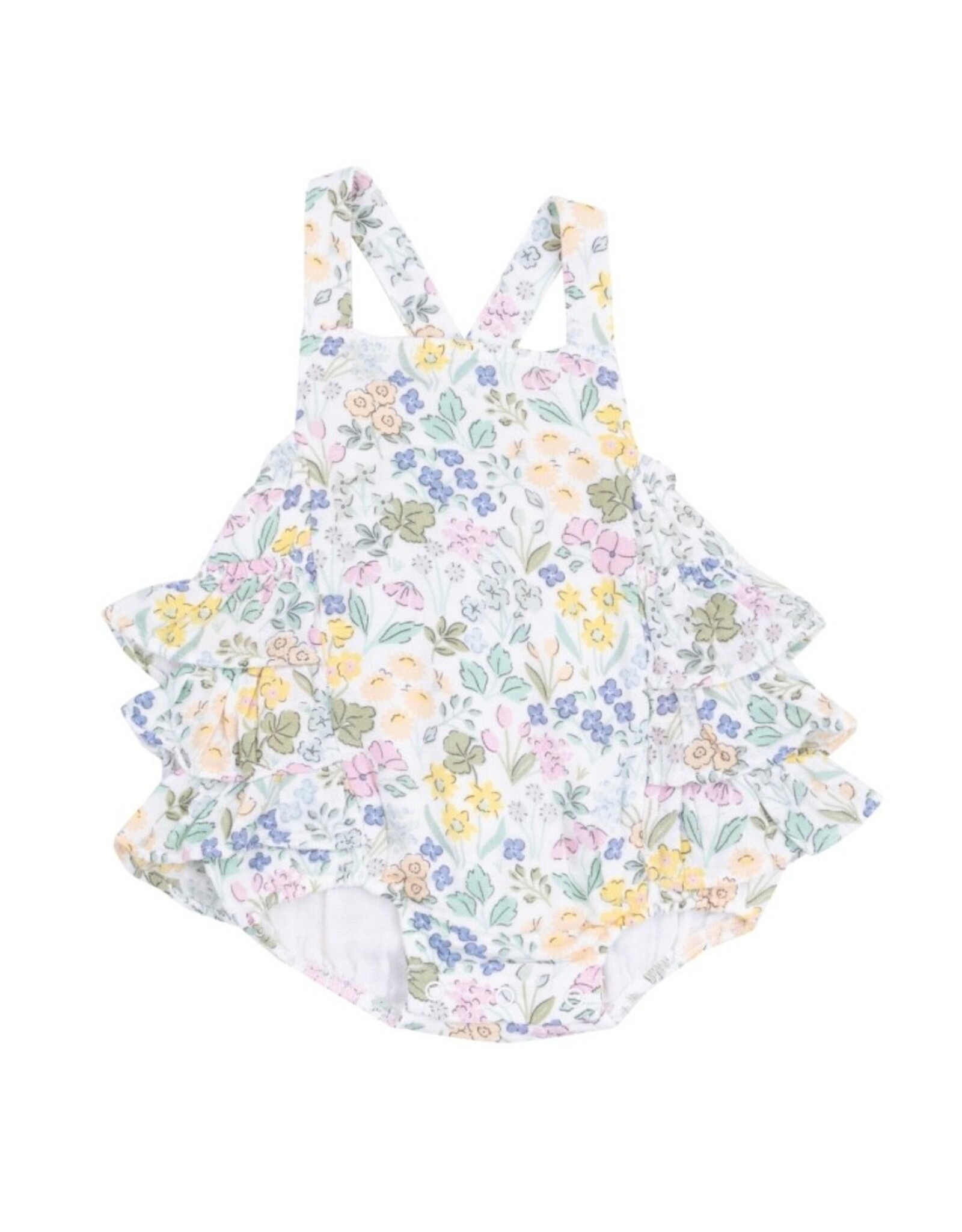 Angel Dear Angel Dear- Samantha Floral Ruffle Sunsuit