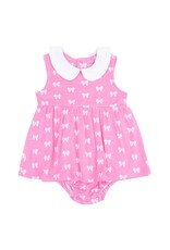 Angel Dear Angel Dear- Pink Bows Peter Pan Collar Bubble w/Skirt