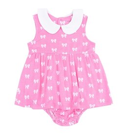 Angel Dear Angel Dear- Pink Bows Peter Pan Collar Bubble w/Skirt