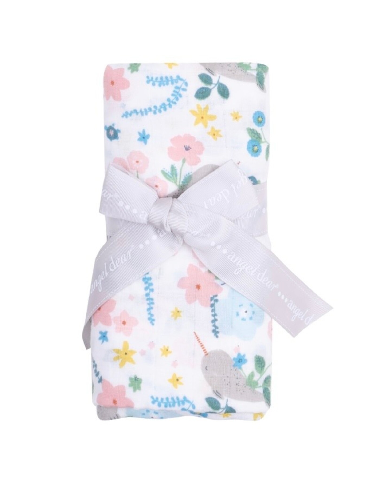 Angel Dear Angel Dear- Narwhal Floral Swaddle Blanket