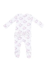 Angel Dear Angel Dear- Bubbly Whale Pink Ribbed Two-Way Ruffle Back Footie
