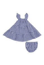 Angel Dear Angel Dear- Navy Gingham Twirly Sundress & Diaper Cover