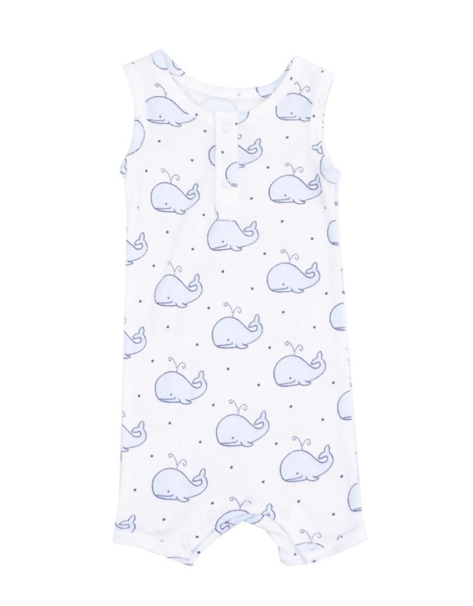 Angel Dear Angel Dear- Bubbly Whale Blue Sleevless Shortie Romper