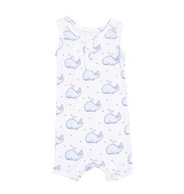 Angel Dear Angel Dear- Bubbly Whale Blue Sleevless Shortie Romper