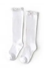 Little Stocking Co. Little Stocking- White Lace Top Knee High Socks