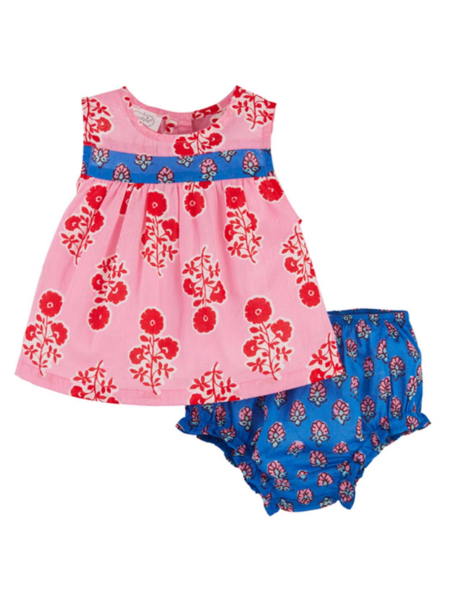 Mudpie Mud Pie- Mixed Print Pinafore 2pc Set