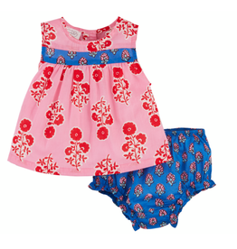 Mudpie Mud Pie- Mixed Print Pinafore 2pc Set