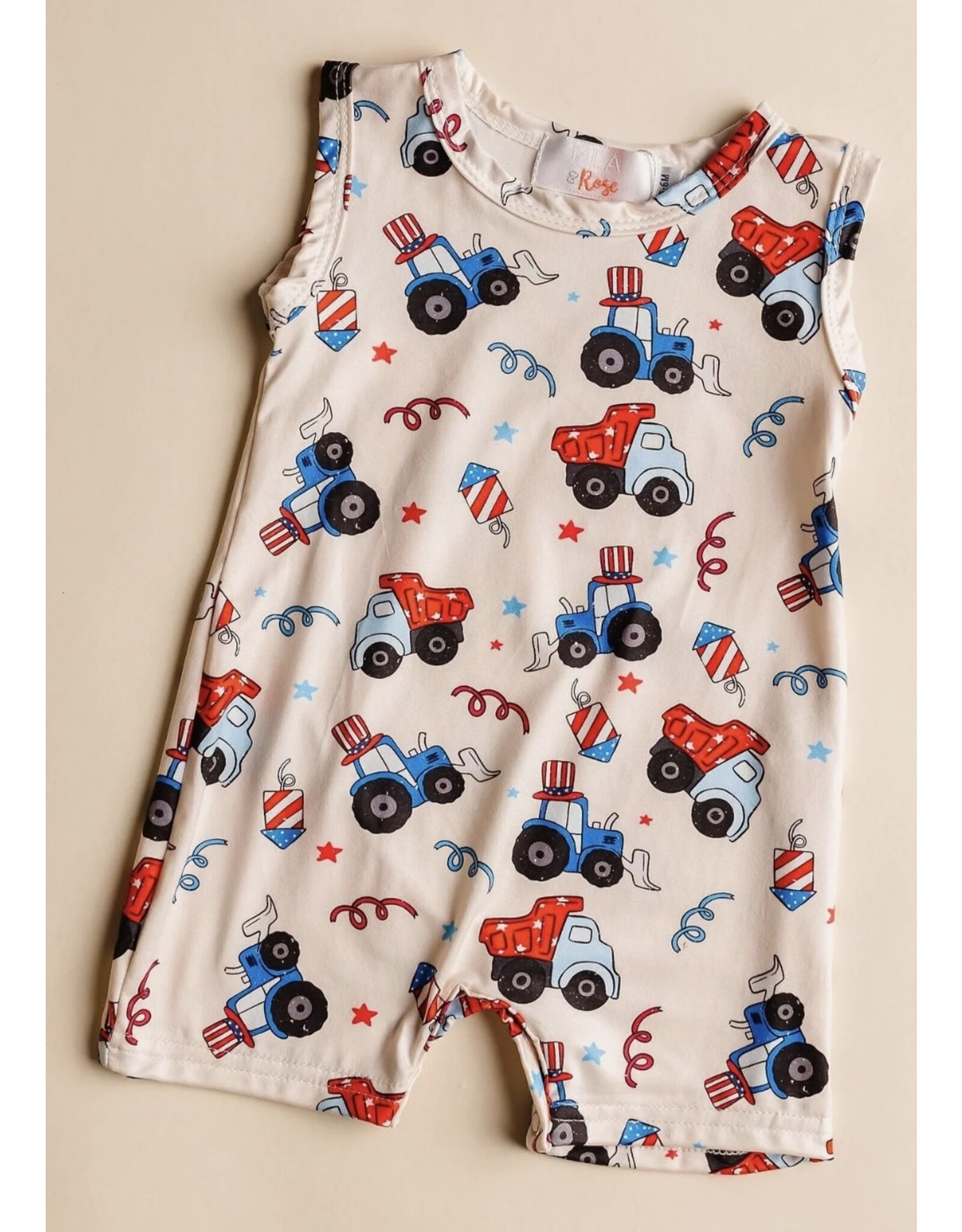 Mila & Rose Mila & Rose- 4th of July Tractor Shorty One Piece