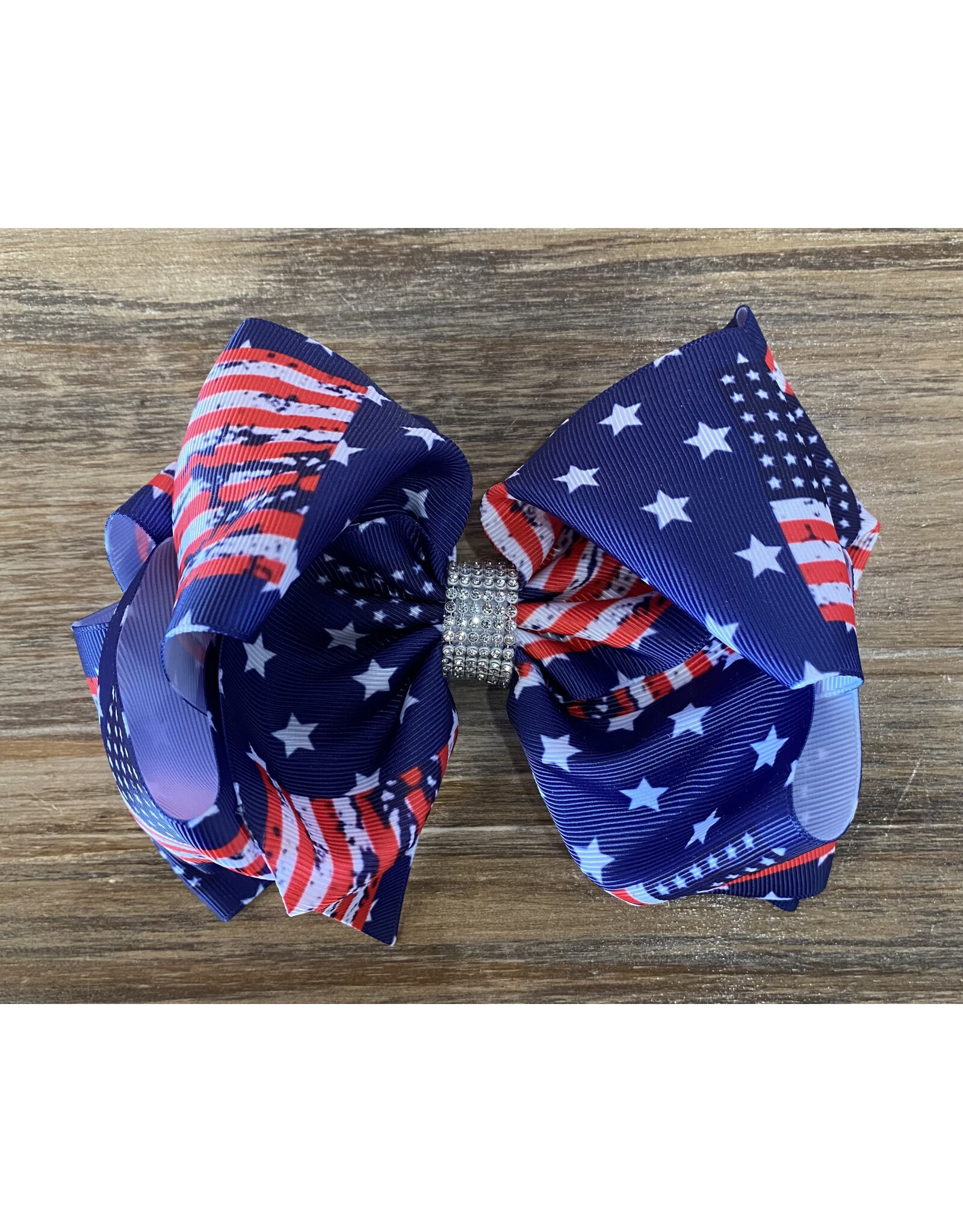 Flag w/ StarPatriotic 7.5" Rhinestone Bow