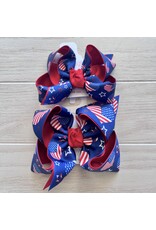 Beyond Creations Beyond Creations- Red/Navy Star Heart Layered Knot Bow