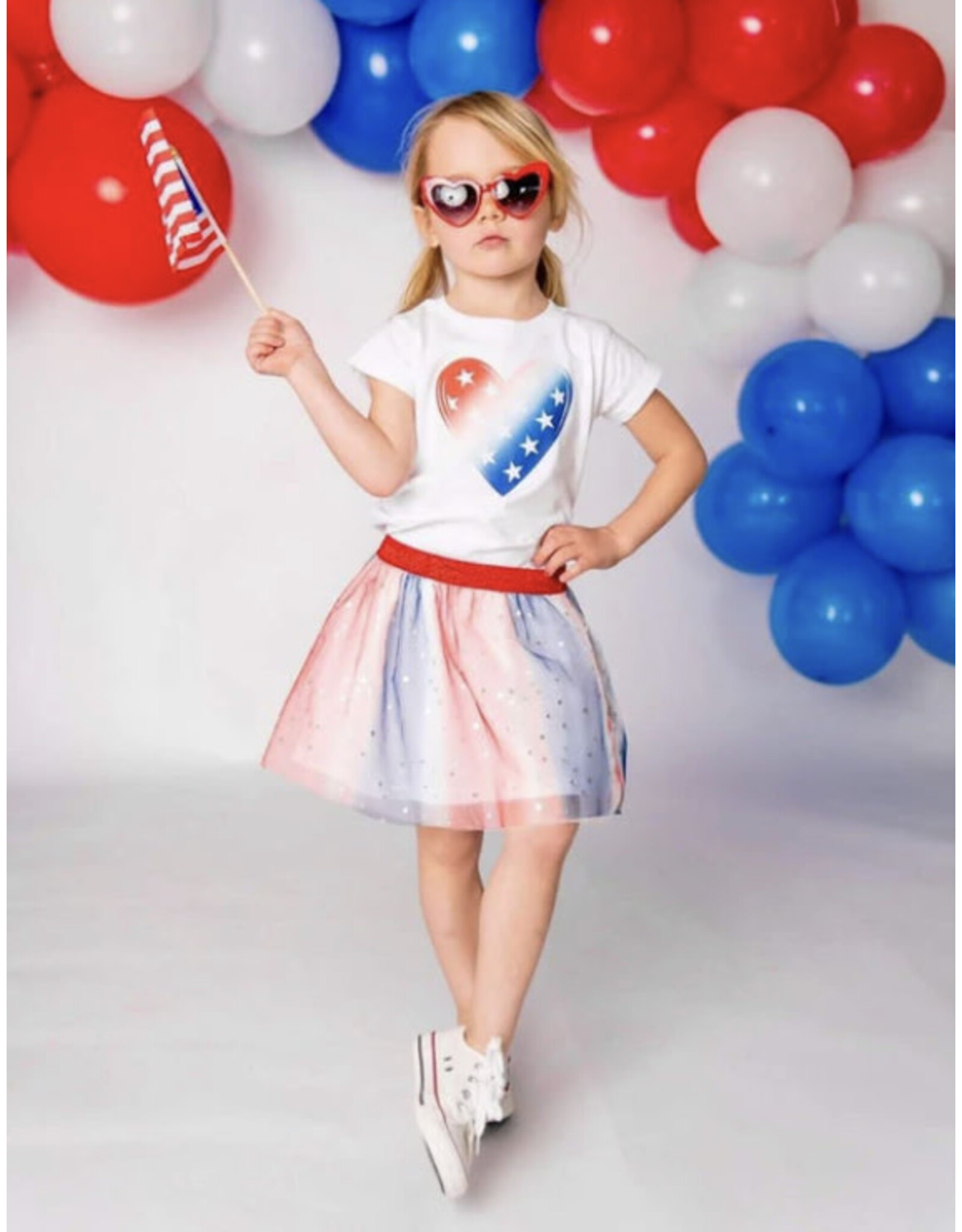 Sweet Wink Sweet Wink- Patriotic Heart S/S Shirt