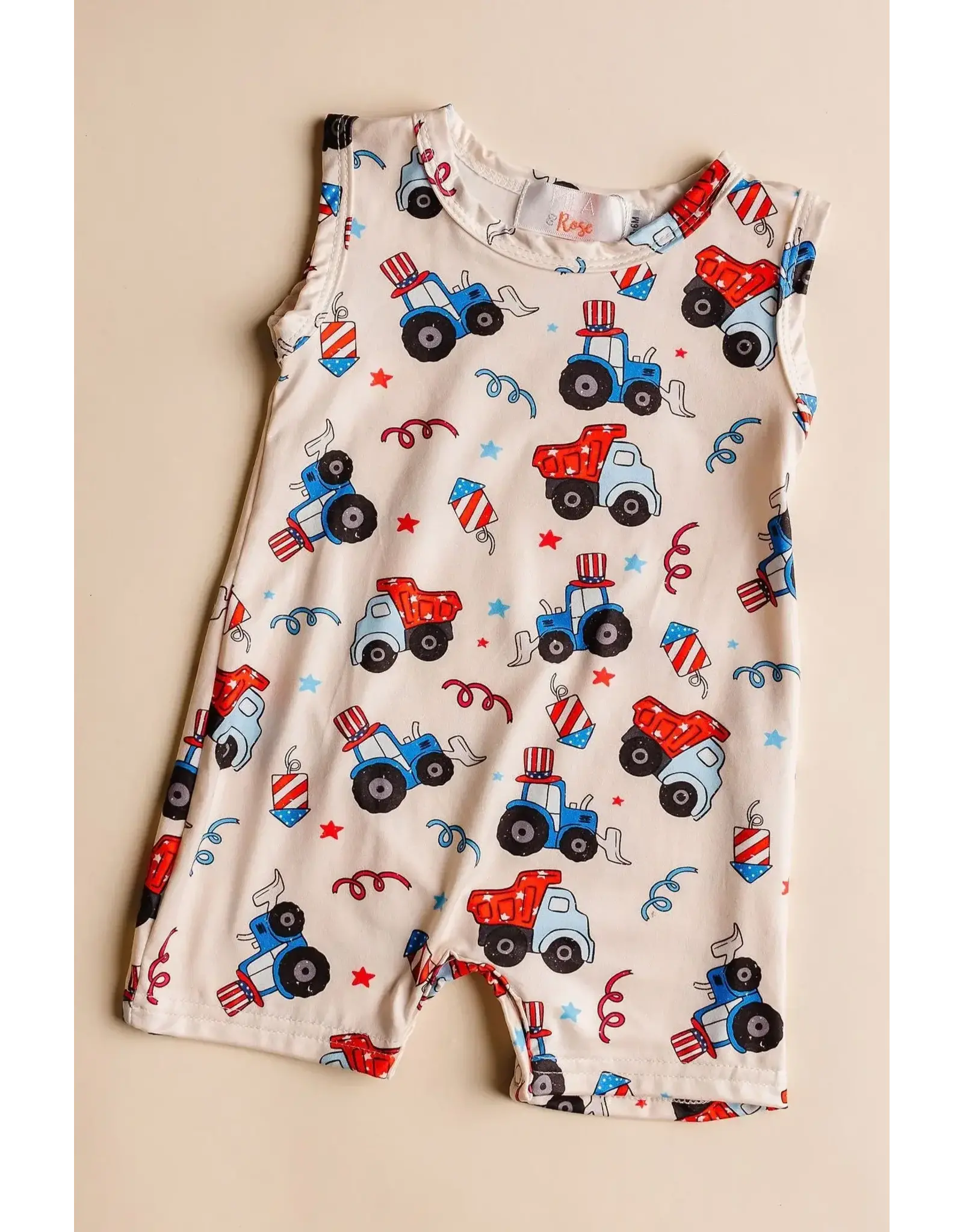 Mila & Rose Mila & Rose- 4th of July Tractor Shorty One Piece