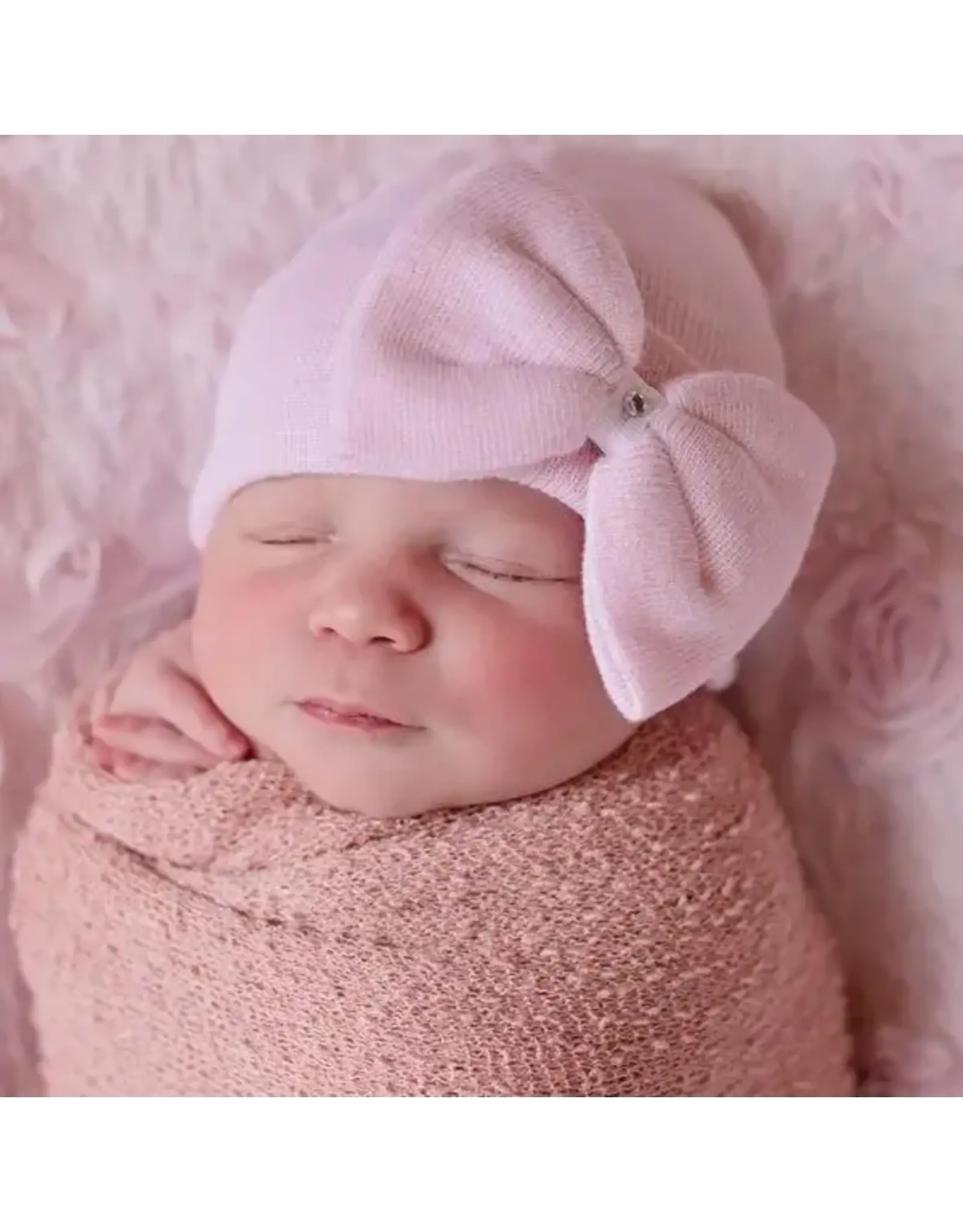 ILYBEAN Ilybean- Polly Pink Big Bow Hospital Hat