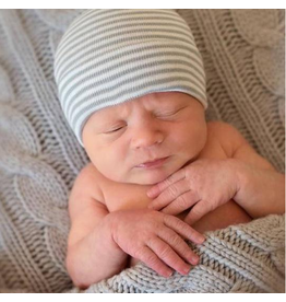 ILYBEAN Ilybean- Gray & White Striped Nursery Beanie