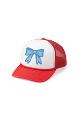 Sweet Wink- Patriotic Bow Patch Trucker Hat - Red/White