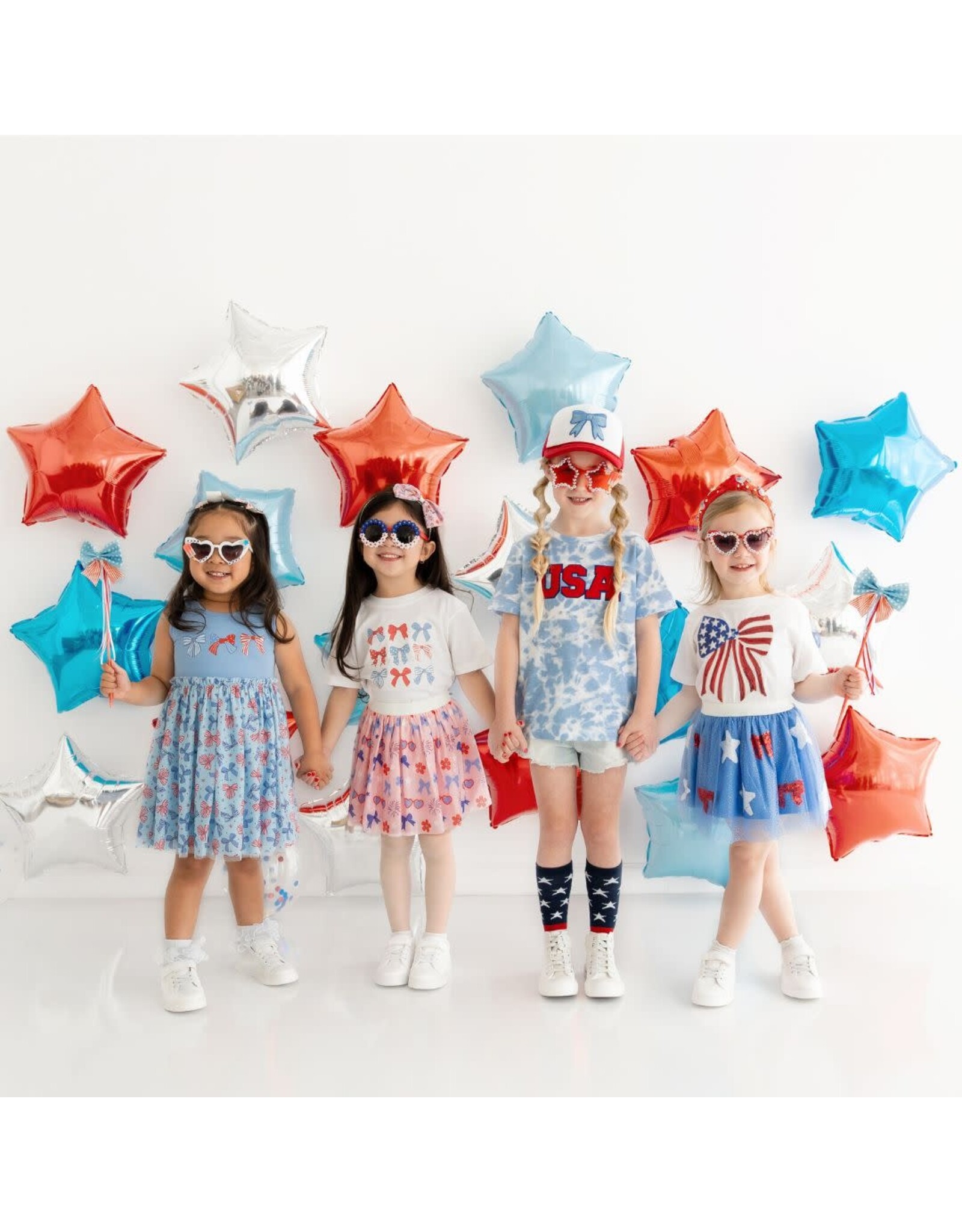 Sweet Wink- Patriotic Bow Patch Trucker Hat - Red/White