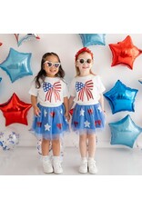 Sweet Wink- Patriotic Sequin Bow Patch S/S Shirt White