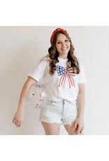 Sweet Wink- Patriotic Sequin Adult S/S White TShirt