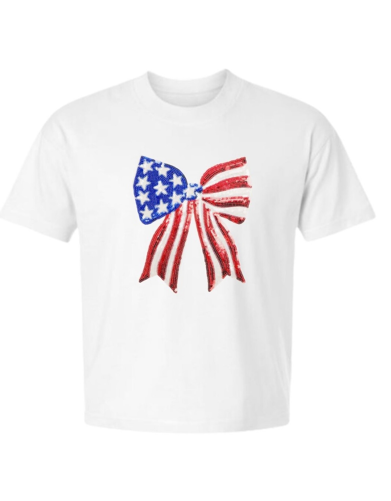 Sweet Wink- Patriotic Sequin Adult S/S White TShirt