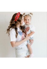 Sweet Wink- Patriotic Sequin Adult S/S White TShirt