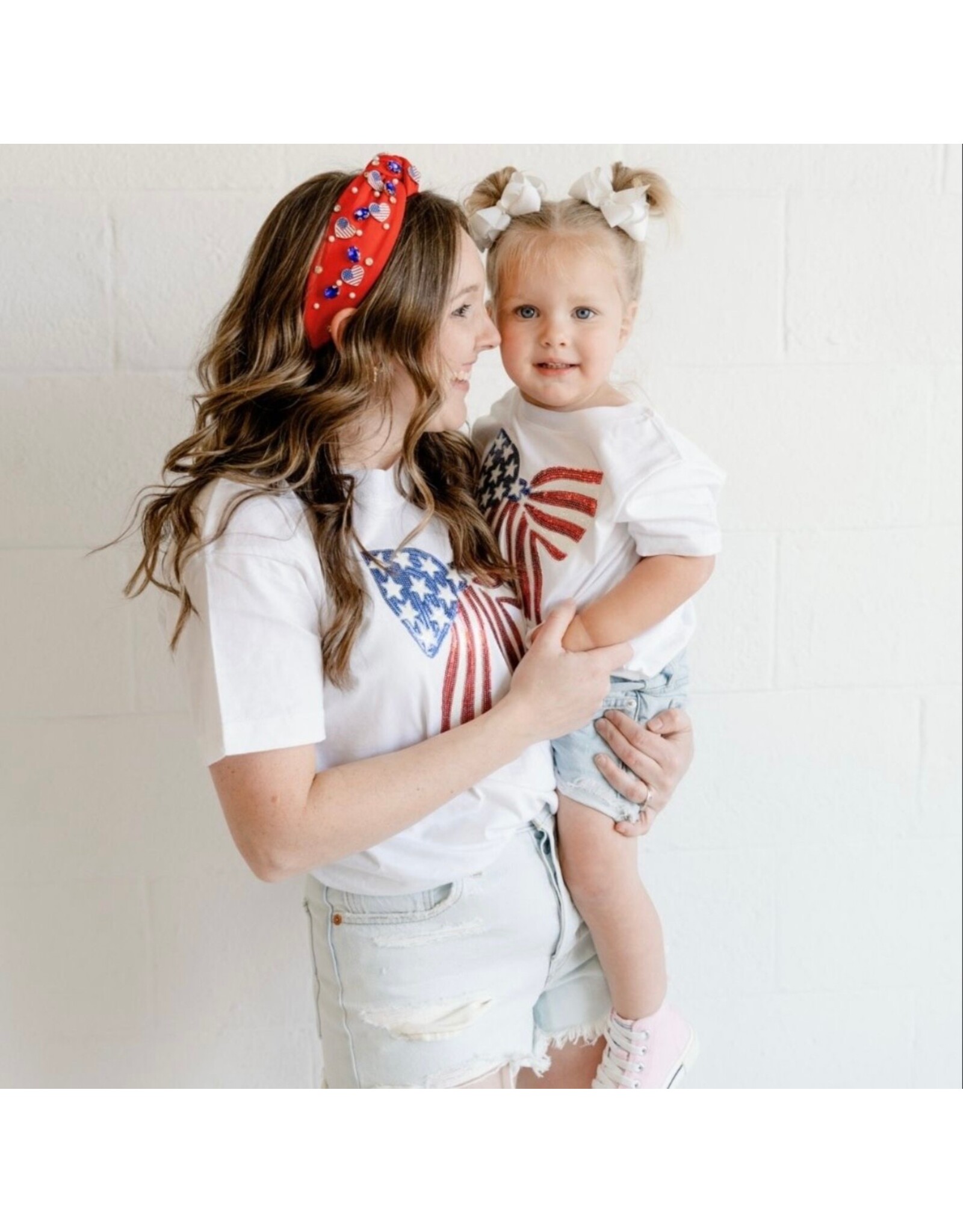Sweet Wink- Patriotic Sequin Adult S/S White TShirt