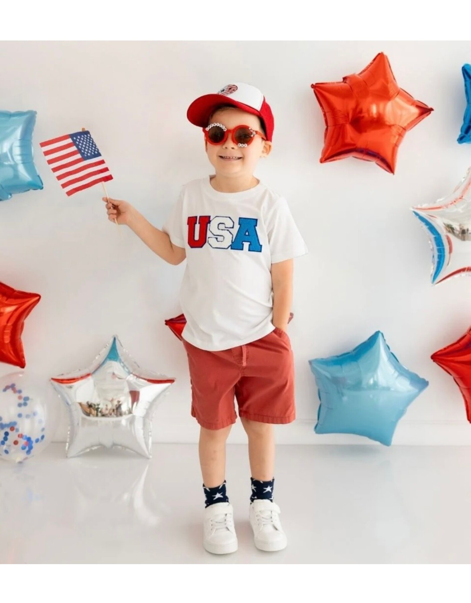 Sweet Wink- Patriotic Smiley Patch Trucker Hat