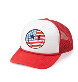 Sweet Wink- Patriotic Smiley Patch Trucker Hat
