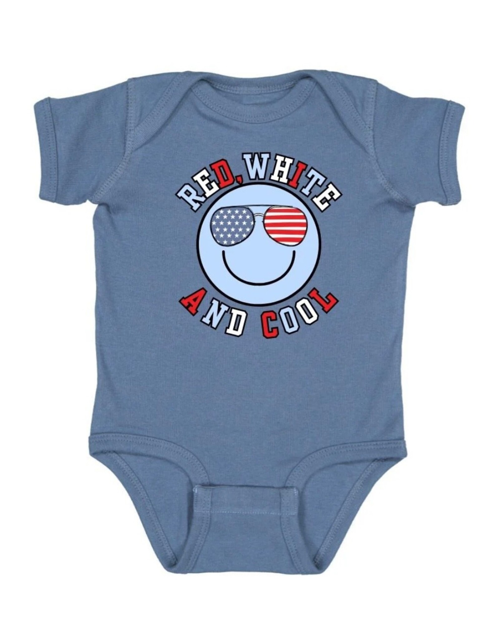 Sweet Wink- Red, White & Cool Patriotic Smiley Bodsyuit