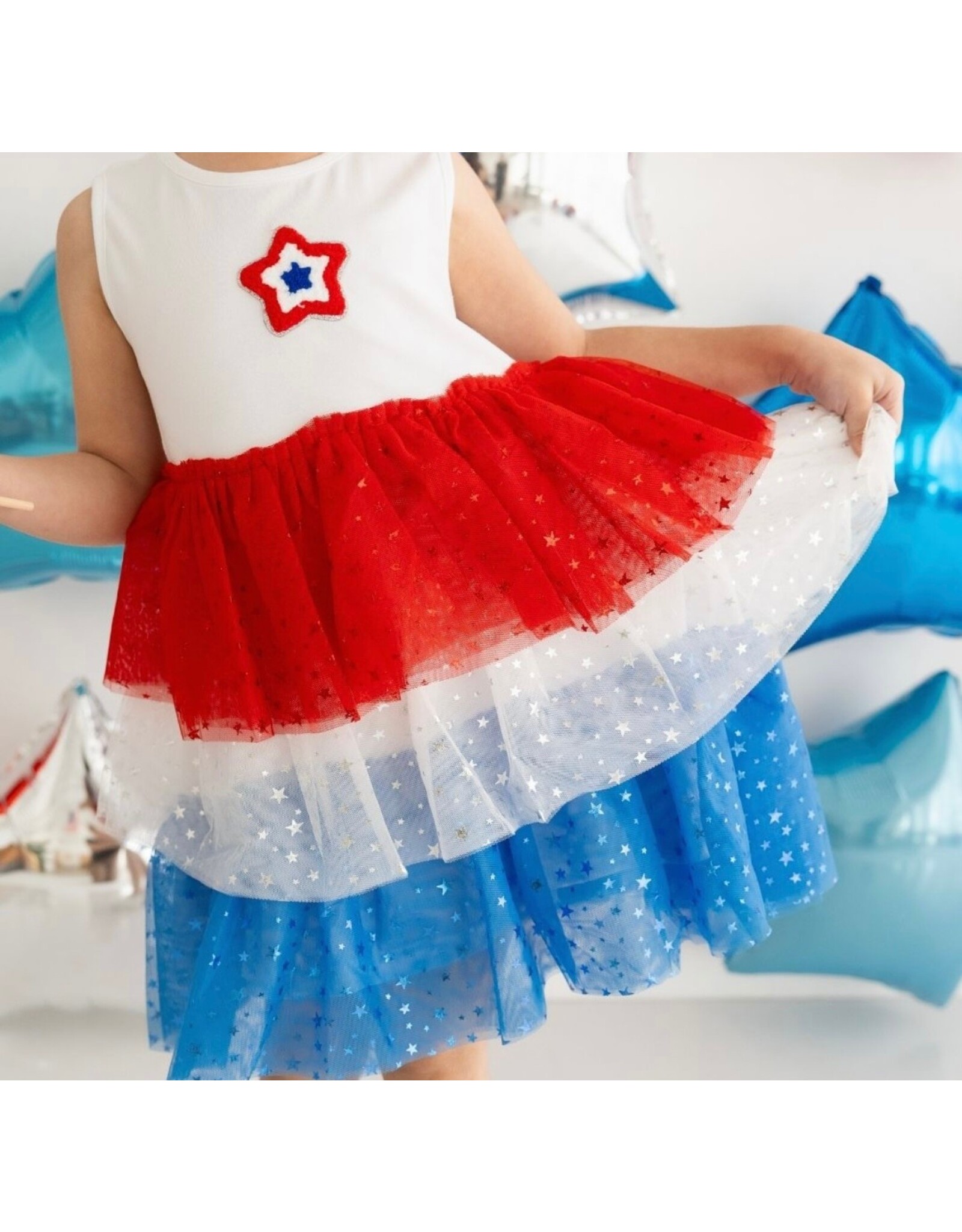Sweet Wink- Patriotic Star Patch Tank Tutu Dress