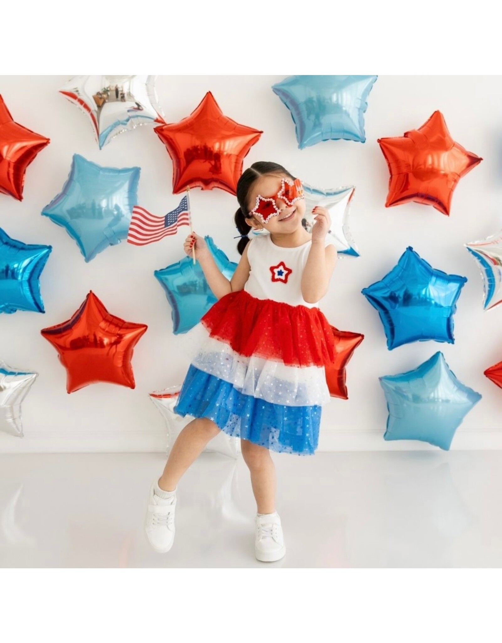 Sweet Wink- Patriotic Star Patch Tank Tutu Dress
