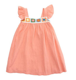 Bonnie  Jean Bonnie Jean- Coral Crochet Guaze Dress