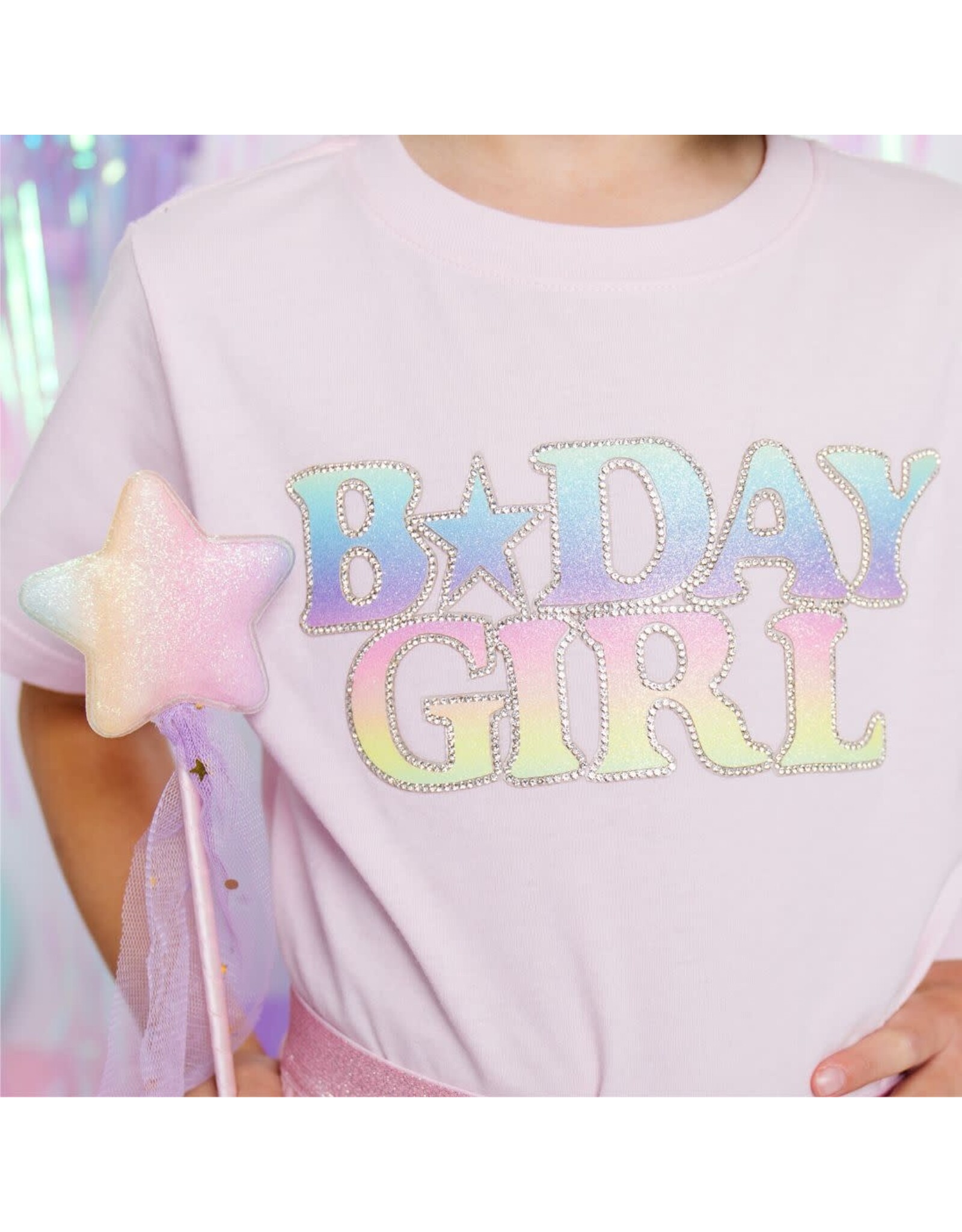 Sweet Wink Sweet Wink- Pastel Rainbow BDay Girl Patch TShirt