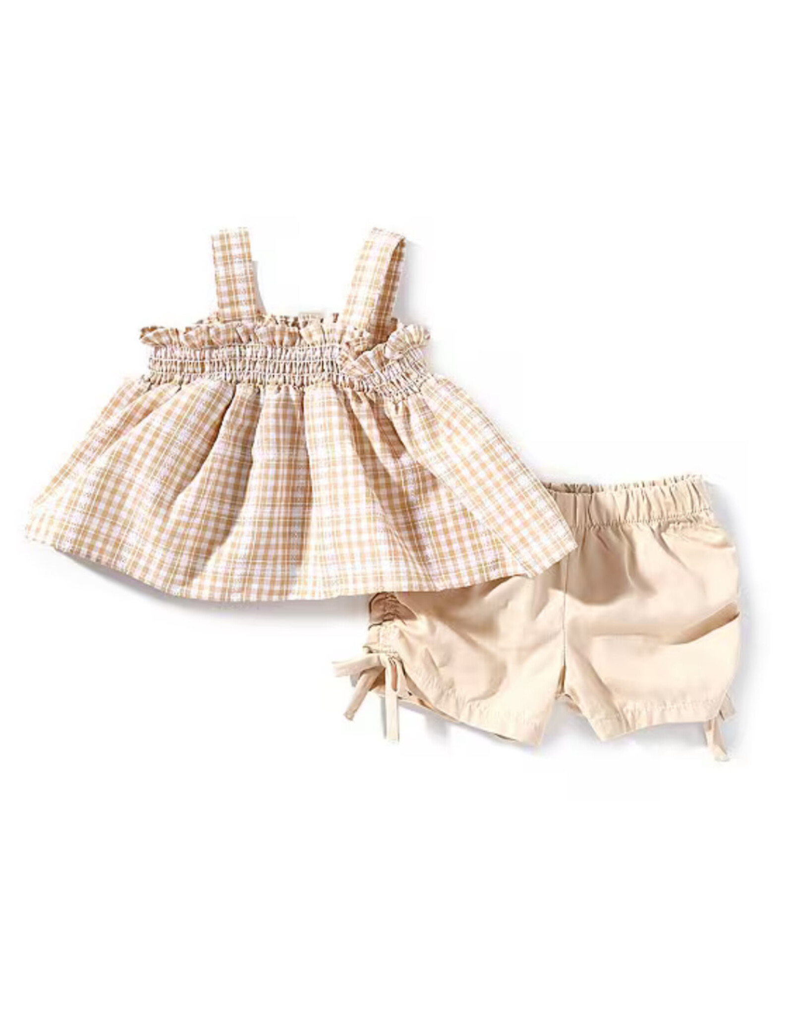 Bonnie  Jean Bonnie Jean- Natural Check Short Set