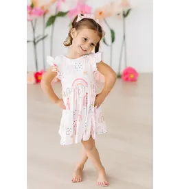 Mila & Rose Mila & Rose- Over the Rainbow Flutter Sleeve Twirl Dress