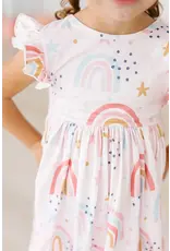 Mila & Rose Mila & Rose- Over the Rainbow Flutter Sleeve Twirl Dress