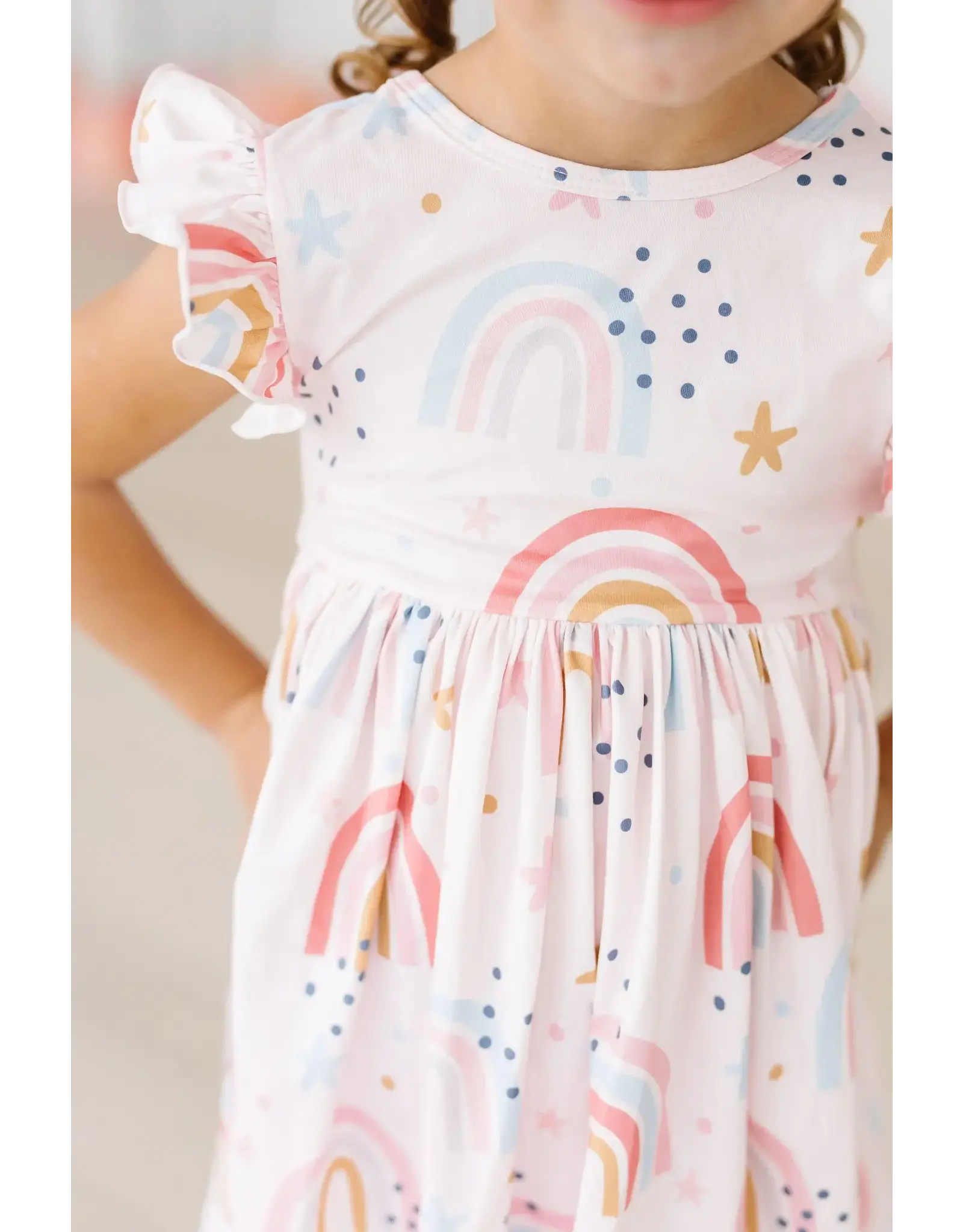 Mila & Rose Mila & Rose- Over the Rainbow Flutter Sleeve Twirl Dress
