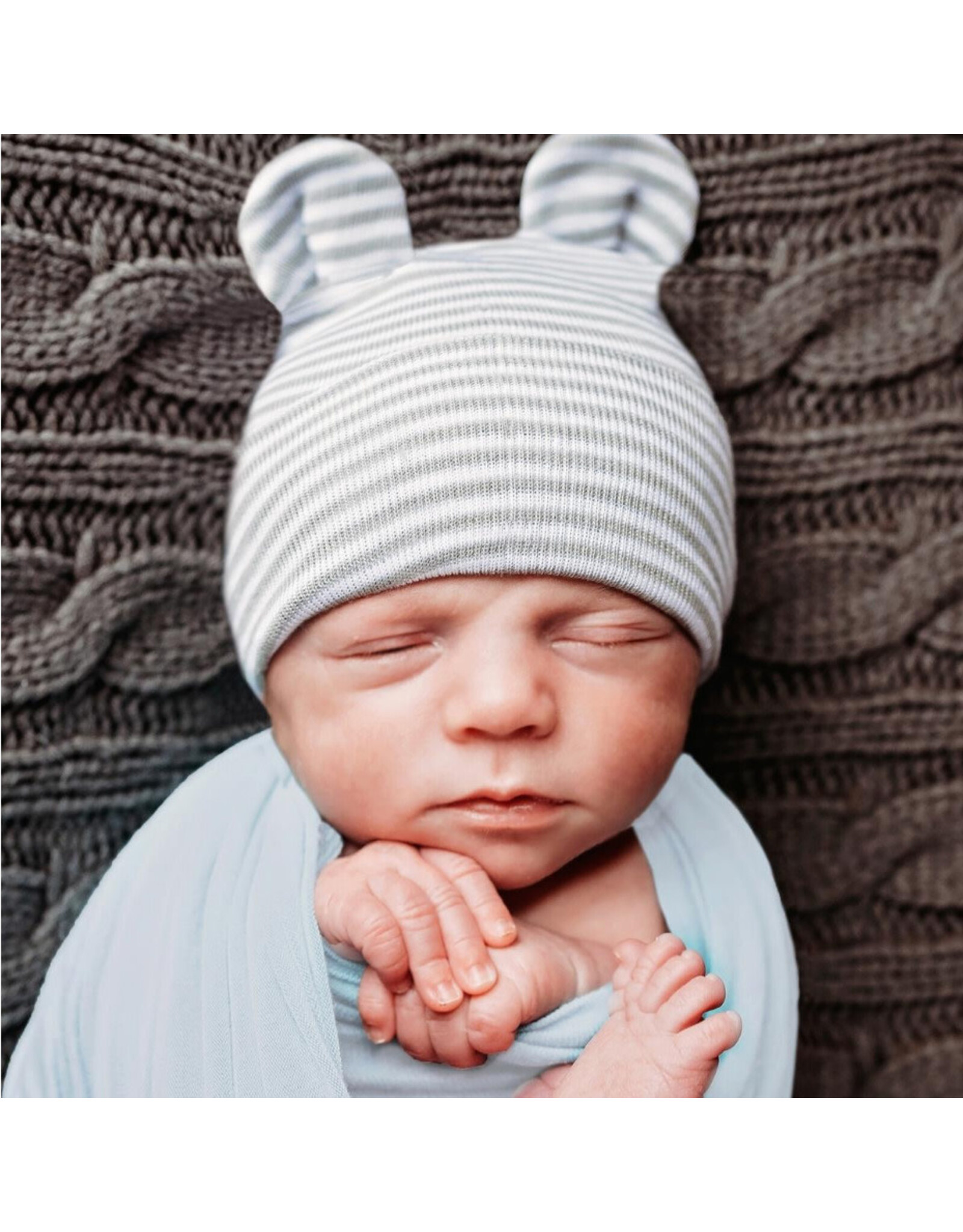 ILYBEAN Ilybean- Striped Gray Bear Nursery Beanie