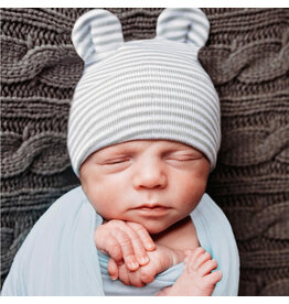 ILYBEAN Ilybean- Striped Gray Bear Nursery Beanie
